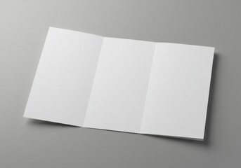 Blank trifold brochure mockup on gray background for presentations, advertising, and marketing materials