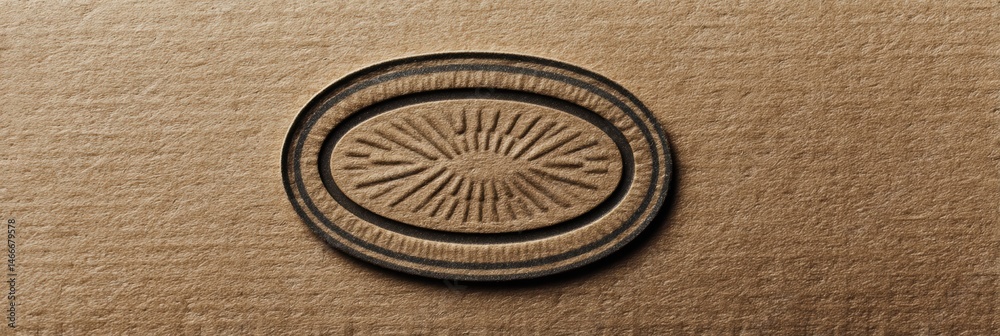 Leinwandbilder Oval Emblem Featuring Intricate Design on Flat Cardboard Background Creating a Distinct Visual Texture Generative AI