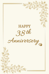 Elegant 38th Anniversary Greeting Card with Floral Border