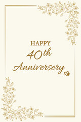 Elegant 40th Anniversary Greeting Card with Floral Border