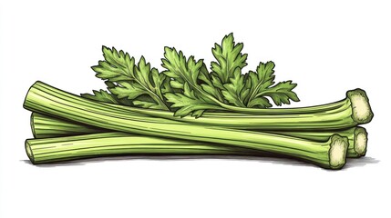 Fototapeta premium Fresh Celery Stalks with Leaves