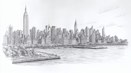 Fototapeta premium City skyline pencil drawing