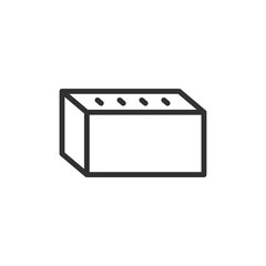 Brick block, linear icon. Construction material and building supply. Line with editable stroke.