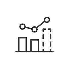 Bar chart with line, linear icon. CRM analytics and customer data. Line with editable stroke.