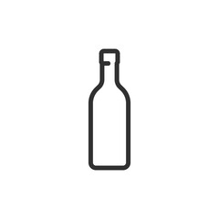 Tall glass bottle, linear icon. Wine, oil, or beverage container. Line with editable stroke.