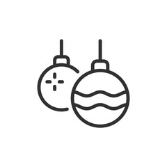 Christmas ornaments, linear icon. Decorative balls for holiday tree. Line with editable stroke.