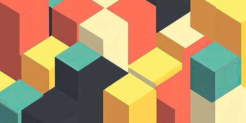 Obraz premium Isometric Cubes Abstract Pop Art Geometry Retro Colorful Design.