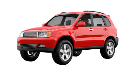 Fototapeta premium Red SUV on White Background 