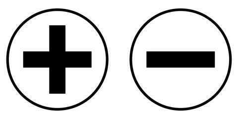 Fototapeta premium 2 schwarze runde Buttons: Plus und Minus Zeichen