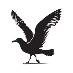 Herring Gull Vector Silhouette, Majestic Seabird Design, Coastal Bird Illustration, Detailed Avian Outline, Ocean Wildlife Art, Marine Bird Symbol.
