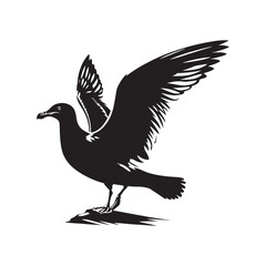 Herring Gull Vector Silhouette, Majestic Seabird Design, Coastal Bird Illustration, Detailed Avian Outline, Ocean Wildlife Art, Marine Bird Symbol.
