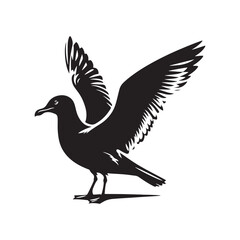Herring Gull Vector Silhouette, Majestic Seabird Design, Coastal Bird Illustration, Detailed Avian Outline, Ocean Wildlife Art, Marine Bird Symbol.
