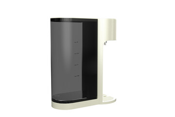 Minimalist Aesthetic Modern Water Dispenser Purifier with a White Body Compact Purification Dispensing Machine for Home or Office with Touch Controls on Top and a Clear Water Level Indicator on PNG