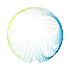 Fototapeta na wymiar Abstract vector round shape of wavy lines flowing smooth curve colorful gradient green blue line on transparent background in concept of technology, science, music, modern.