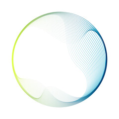 Abstract vector round shape of wavy lines flowing smooth curve colorful gradient green blue line on transparent background in concept of technology, science, music, modern.