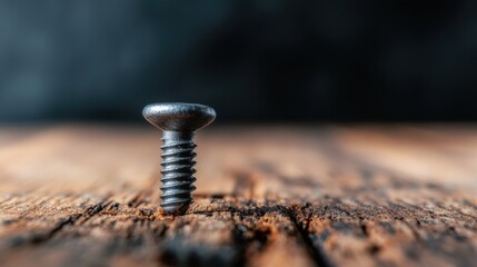 A screw in a wooden board.