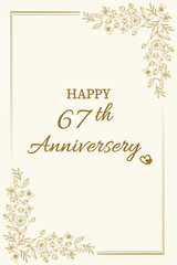 Obraz premium Elegant 67th Anniversary Greeting Card with Floral Border