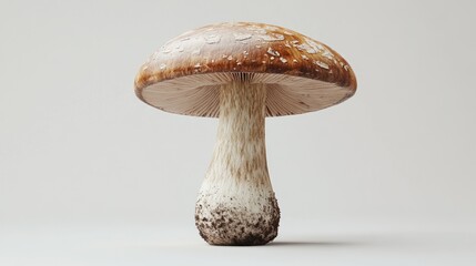 Single mushroom, brown cap, elegant stem