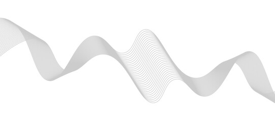 Abstract vector design featuring smooth, flowing gray wave lines on a white background. The waves should have a soft gradient and elegant curves, creating a sense of motion and calm. 