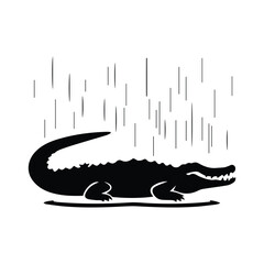 Crocodile silhouette vector illustration. Vector of crocodile design on white background, Black icon crocodile alligator on white background