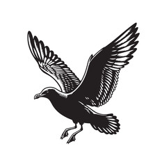 Obraz premium Herring Gull Vector Silhouette, Majestic Seabird Design, Coastal Bird Illustration, Detailed Avian Outline, Ocean Wildlife Art, Marine Bird Symbol. 