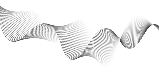 Abstract vector design featuring smooth, flowing gray wave lines on a white background. The waves should have a soft gradient and elegant curves, creating a sense of motion and calm. 