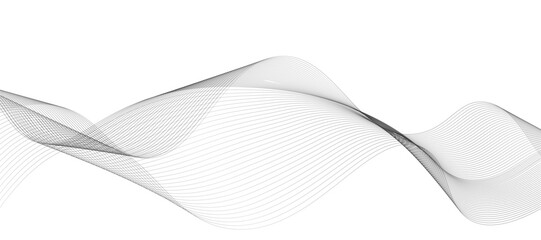 Abstract vector design featuring smooth, flowing gray wave lines on a white background. The waves should have a soft gradient and elegant curves, creating a sense of motion and calm. 