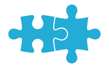 Blue jigsaw puzzle pieces connecting together game