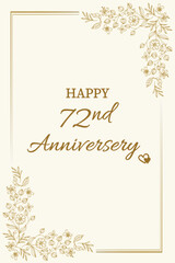 Elegant 72nd Anniversary Greeting Card with Floral Border