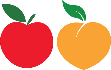 vector illustration of an apple and papaya