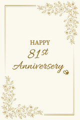Elegant 81st  Anniversary Greeting Card with Floral Border