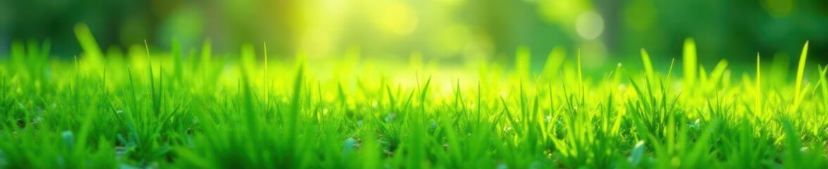 Obraz premium Lush vibrant green grass edge, sunlight dappled , blade, background