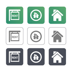 Real estate icon. Vector icon illustration. Set of icons related to real estate, property, buying, renting, house, home.