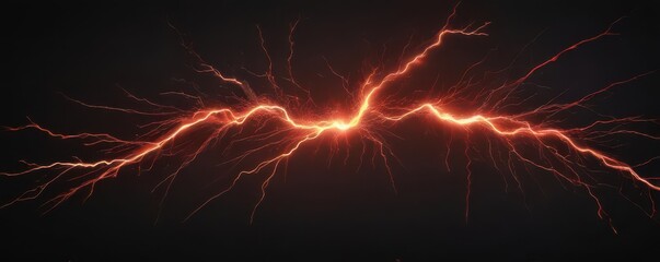Abstract red lightning streaks across dark background, vibrant energy , power, energy, plasma