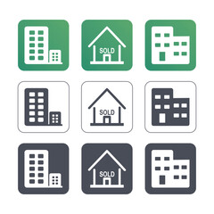 Real estate icon. Vector icon illustration. Set of icons related to real estate, property, buying, renting, house, home.