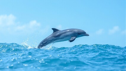 Dolphin leaping in tropical ocean waves