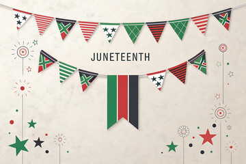 Obraz premium Juneteenth celebration banner design with colorful decorations 