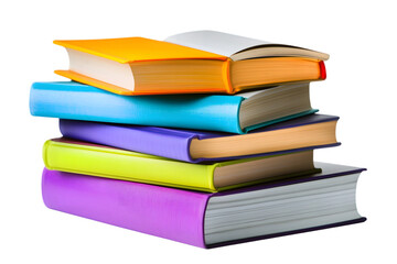 Fototapeta premium Stack of Vibrant Books on Transparent