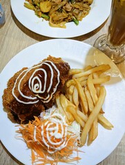 french fries and ketchup