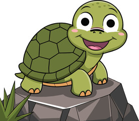 a cute cartoon turtle with a big smile.
