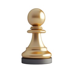 Golden chess pawn isolated on white background