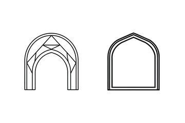 Minimalist archway designs outline featuring gothic and geometric architectural elements