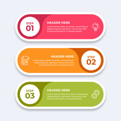 Threestep infographic with different icons.