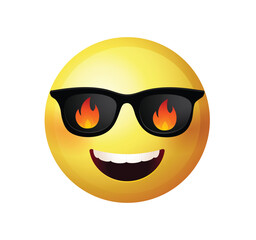 Fire sunglasses emoji vector illustration isolated.