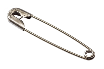 Safety pin on transparent background.