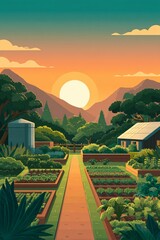 Sunlit Permaculture Garden Harmony at Dawn	