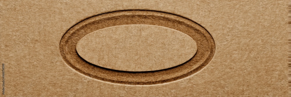 Poster Oval Emblem Set Against a Flat Cardboard Background Showcasing Simple Design Elements and Textures in a Neutral Color Palette Generative AI