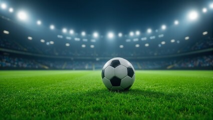 Fototapeta premium Football on grass in stadium lights