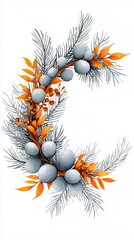 Elegant Gold Accented Watercolor Floral Wreath - Luxury Botanical Art