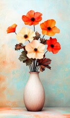 Vintage Impressionist Floral Bouquet - Expressive Oil Painting Style